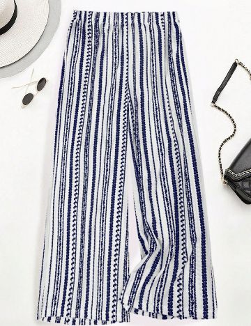 Pantaloni SHEIN CURVE, alb/albastru
