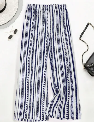 Pantaloni SHEIN CURVE, alb/albastru