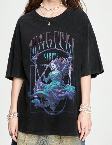 Tricou Romwe, gri inchis