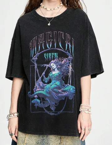 Tricou Romwe, gri inchis