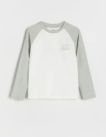 Bluza Reserved, alb/verde