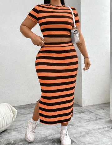 Compleu SHEIN CURVE, portocaliu/negru