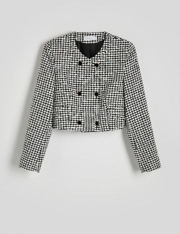 Sacou Reserved, alb/negru