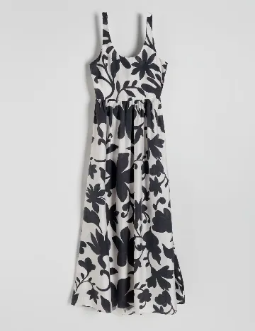 Rochie lunga Reserved, alb/negru