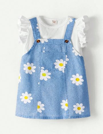 Compleu Shein Kids, alb/albastru