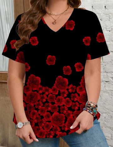 Tricou SHEIN CURVE, floral print