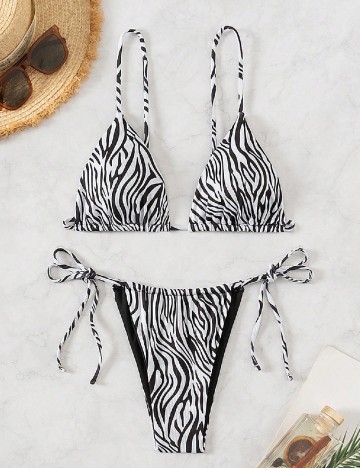 Costum de baie SHEIN, alb/negru