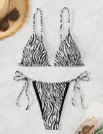 Costum de baie SHEIN, alb/negru