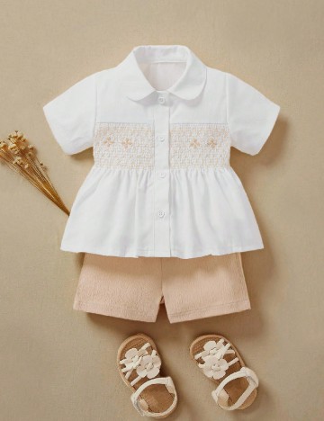 Compleu Shein Kids, alb/maro