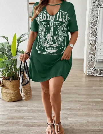 Rochie scurta SHEIN CURVE, verde