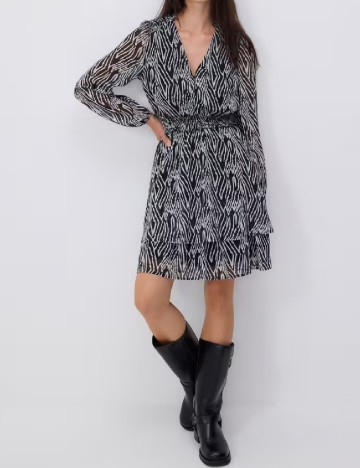 Rochie scurta Reserved, negru/alb