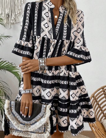 Rochie scurta SHEIN, alb/negru