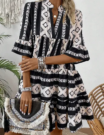 Rochie scurta SHEIN, alb/negru