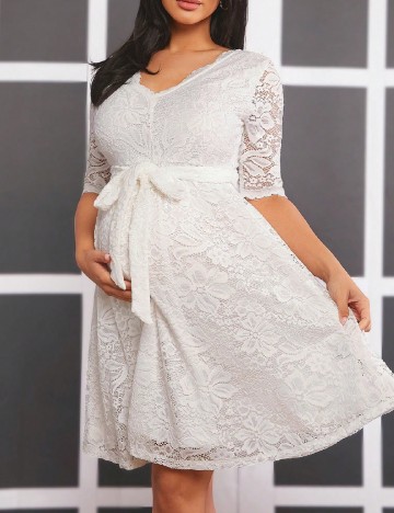 Rochie scurta SHEIN Maternity, alb