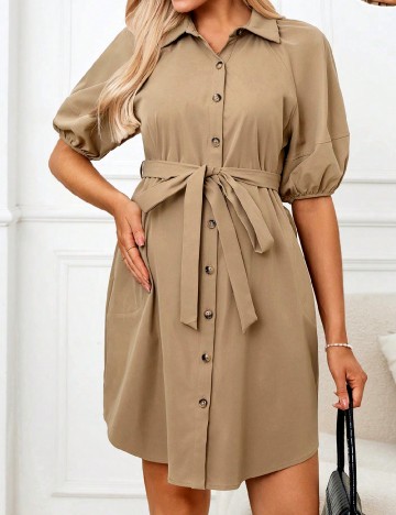 Rochie scurta SHEIN Maternity, maro
