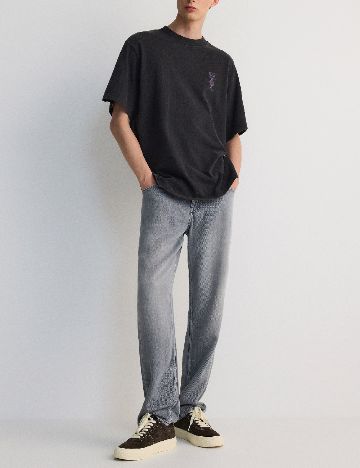 Tricou Oversize Reserved, gri inchis