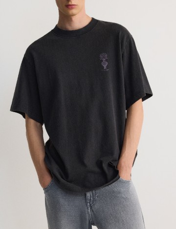 Tricou Oversize Reserved, gri inchis