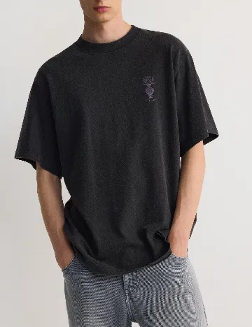 Tricou Oversize Reserved, gri inchis