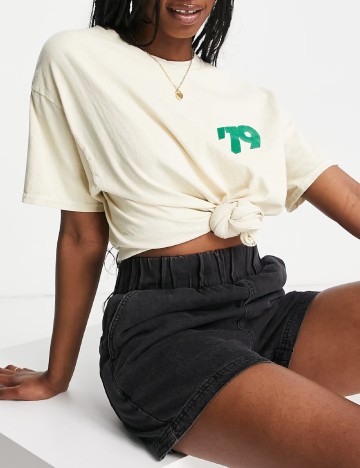 Tricou Oversize Top Shop, crem