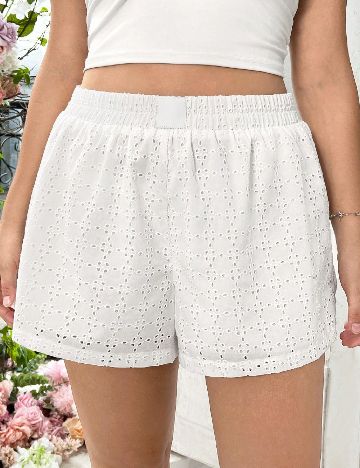 Pantaloni scurti SHEIN CURVE, alb