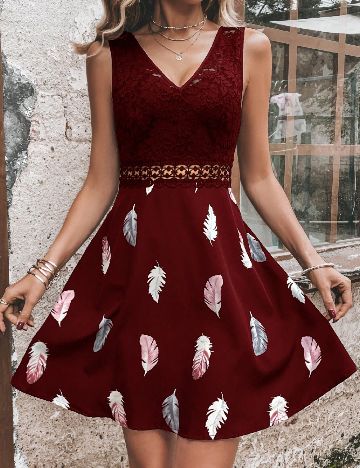 Rochie scurta Emery Rose, visiniu