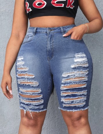 Pantaloni scurti SHEIN CURVE, albastru