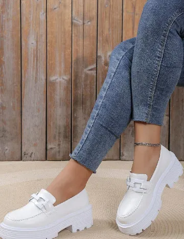 Mocasini SHEIN, alb