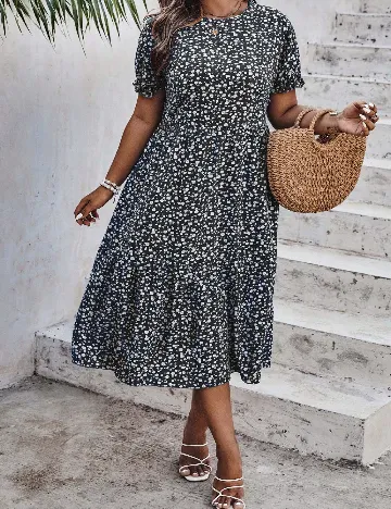 Rochie medie SHEIN CURVE, negru floral