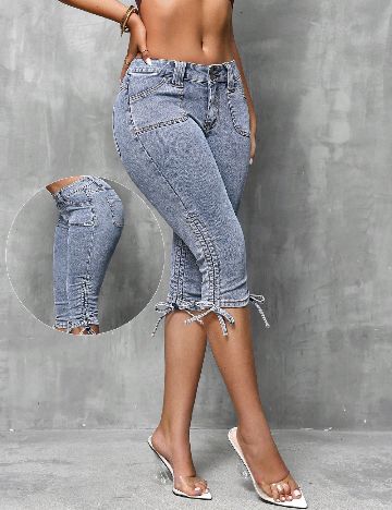 Pantaloni trei sferturi SHEIN, albastru