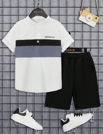 Compleu Shein Kids, alb/negru