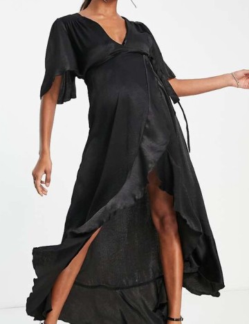 Rochie medie Flounce London Maternity, negru