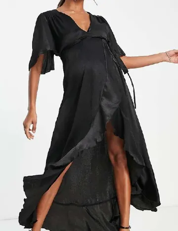 Rochie medie Flounce London Maternity, negru