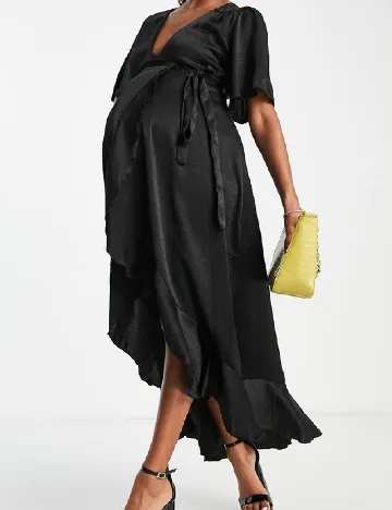 Rochie medie Flounce London Maternity, negru