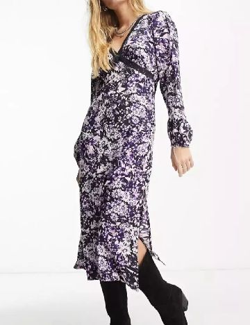 Rochie medie Violet Romance, floral print