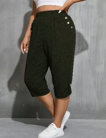 Pantaloni trei sferturi SHEIN CURVE, verde