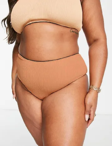 Chilot de baie We Are We Wear Plus Size, negru/maro