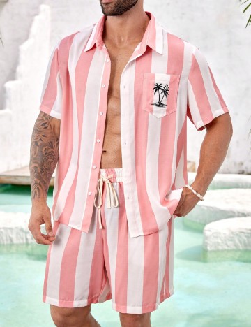 Compleu SHEIN Plus Size Men, alb/roz