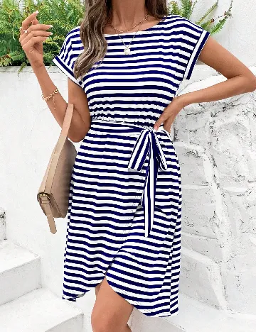 Rochie scurta SHEIN, alb/albastru