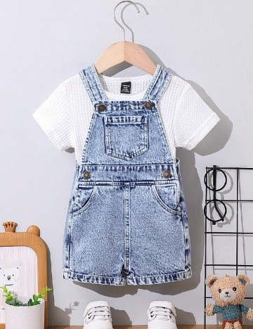 Compleu Shein Kids, alb/albastru