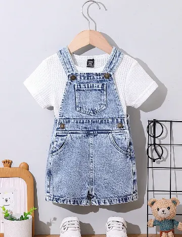 Compleu Shein Kids, alb/albastru