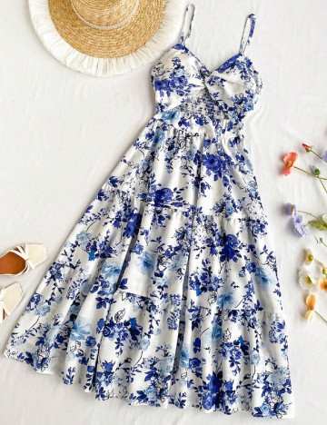 Rochie medie SHEIN, alb/albastru
