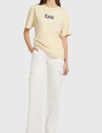 Tricou Oversize Guess, crem