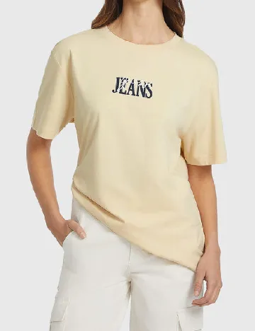 Tricou Oversize Guess, crem