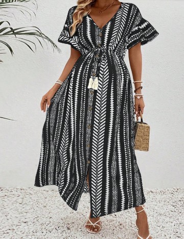 Rochie medie SHEIN, alb/negru