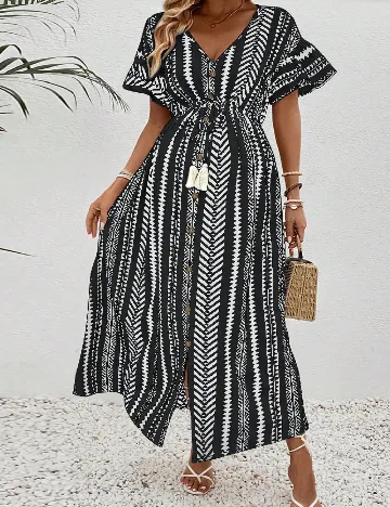 Rochie medie SHEIN, alb/negru