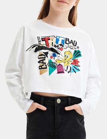 Bluza Oversize Desigual, alb