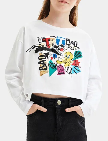 Bluza Oversize Desigual, alb