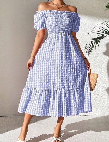 Rochie medie SHEIN, alb/albastru