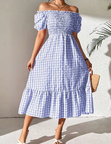 Rochie medie SHEIN, alb/albastru