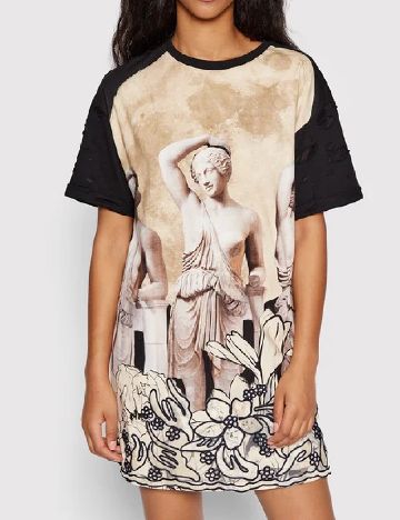 Rochie scurta Desigual, negru/bej